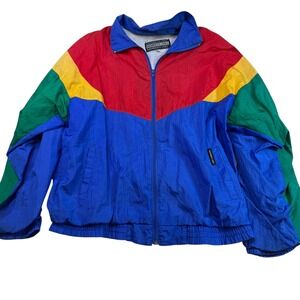 Members Only Vintage‎ Color Block Nylon Track Jacket – XL Blue/Red/Yellow/Green